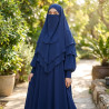 Royal Navy Layered Hijab & Pleated Abaya Set