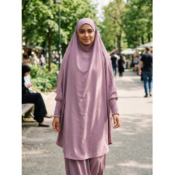 Outfit Set with Matching Head Wrap, Lightweight Breathable Loose Fit Puff Sleeve Top and Maxi Skirt for Everyday Use